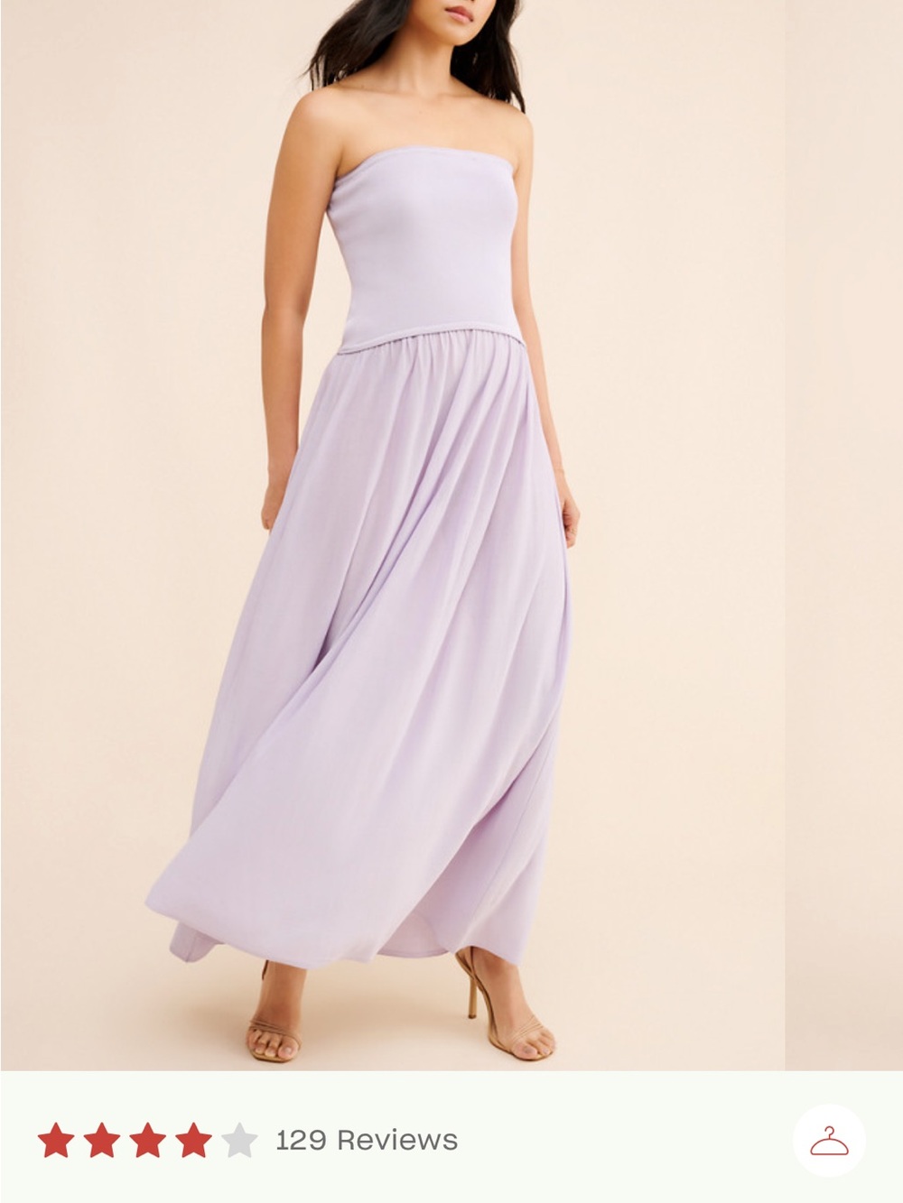 SOLID & STRIPED Strapless Lavender Maxi Dress S